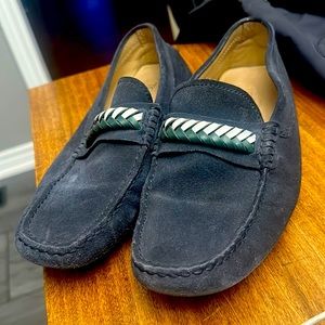 TOD’s blue leather loafers